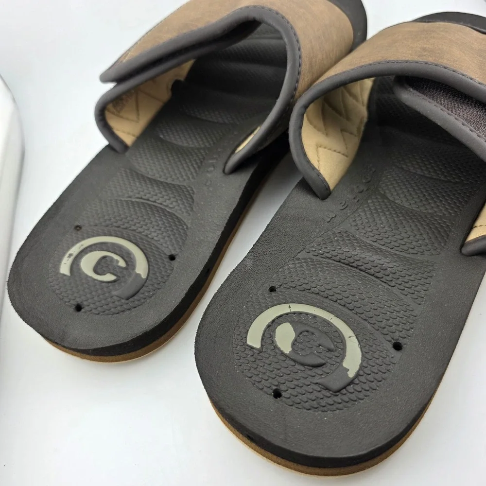 Cobian GTS Draino Slide Sandals Adjustable Strap Mens 13 Brown Comfort Beach